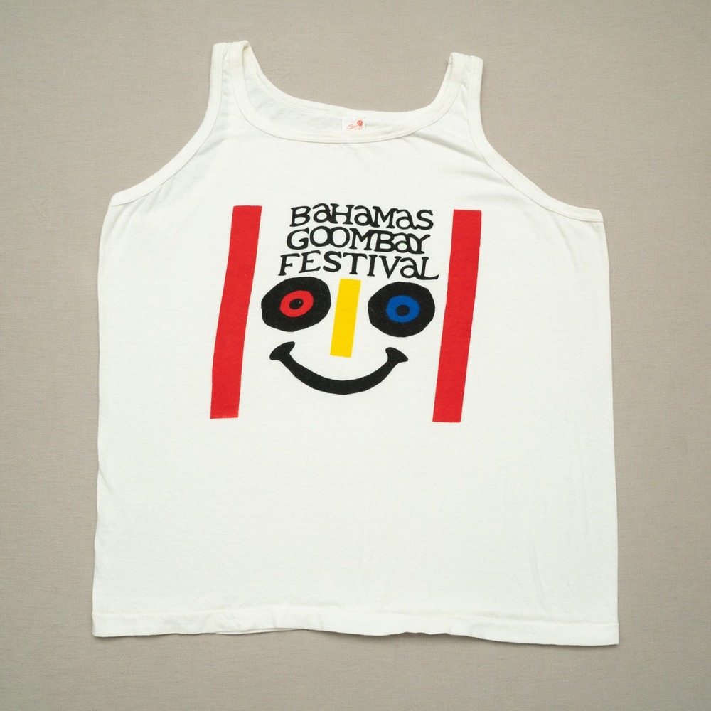 Vintage 80s 90s Bahamas Goombay Festival Tank Top Adult XL 100% Cotton White